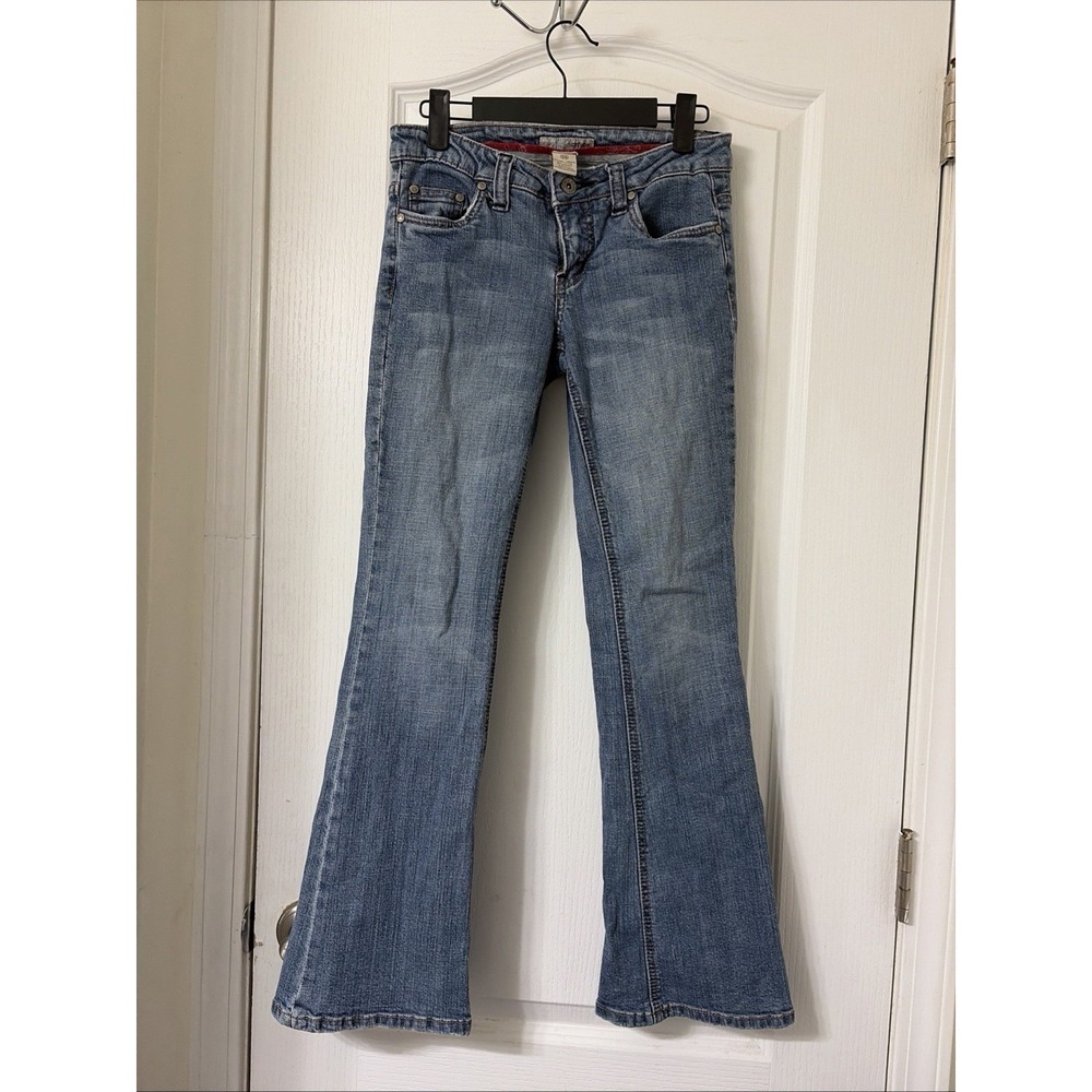 Y2K Refuge Pants Women 5 Blue Denim Jeans Cotton Blend Stretch Flared Low Rise